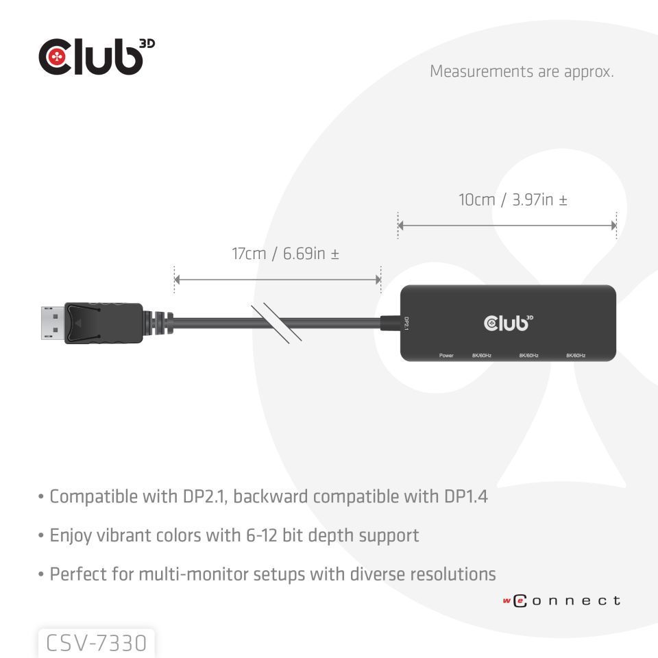 Club3D DisplayPort To Triple HDMI 8K60Hz Adapter Club3D DisplayPort To Triple HDMI 8K60Hz Adapter