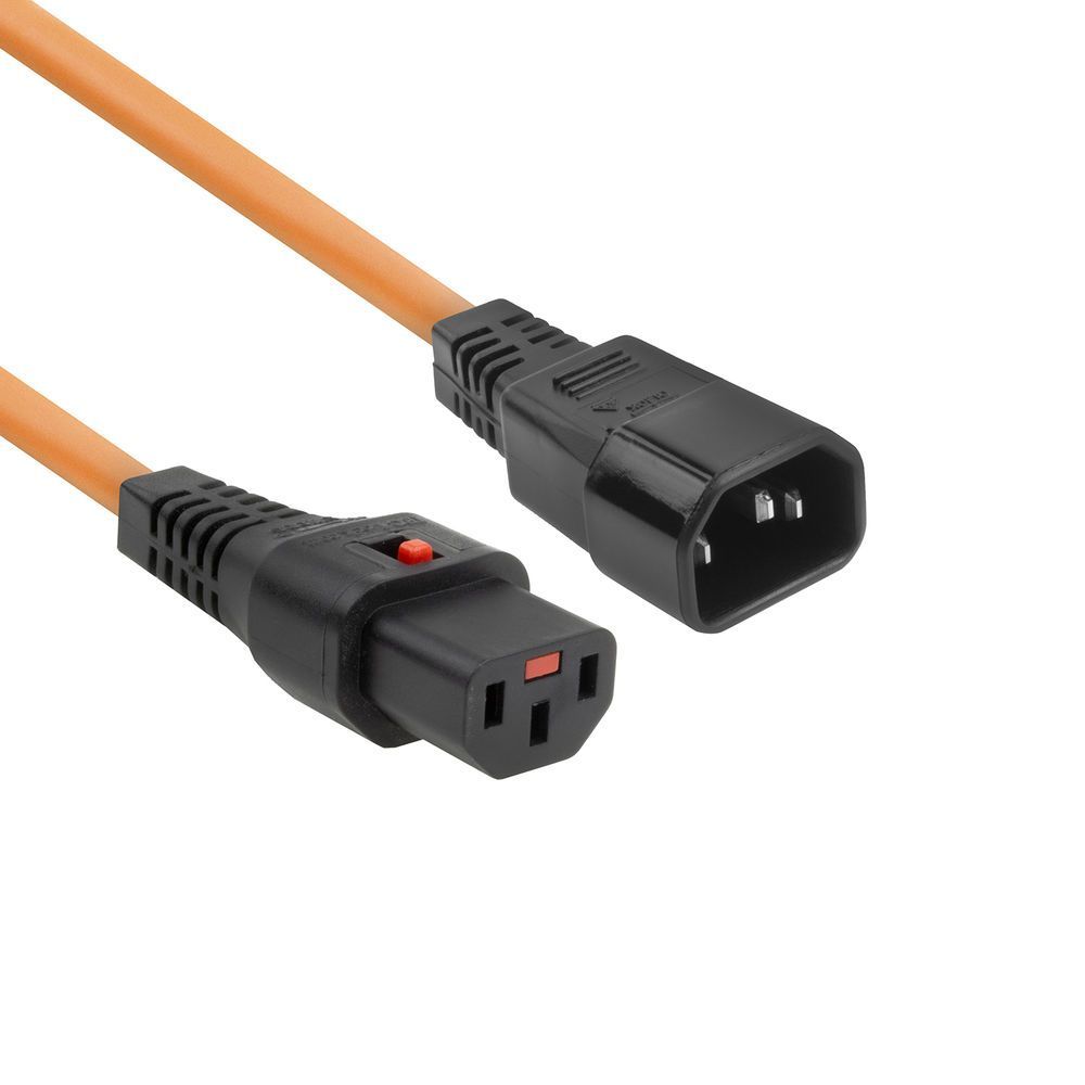 ACT Powercord C13 IEC Lock - C14 1m Orange ACT Powercord C13 IEC Lock - C14 1m Orange