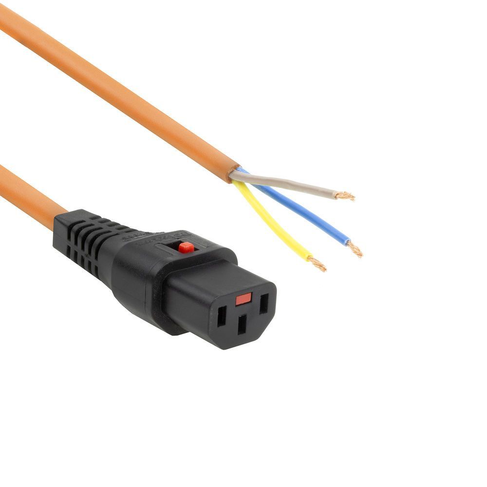 ACT Powercord C13 IEC Lock open end 3m Orange ACT Powercord C13 IEC Lock open end 3m Orange