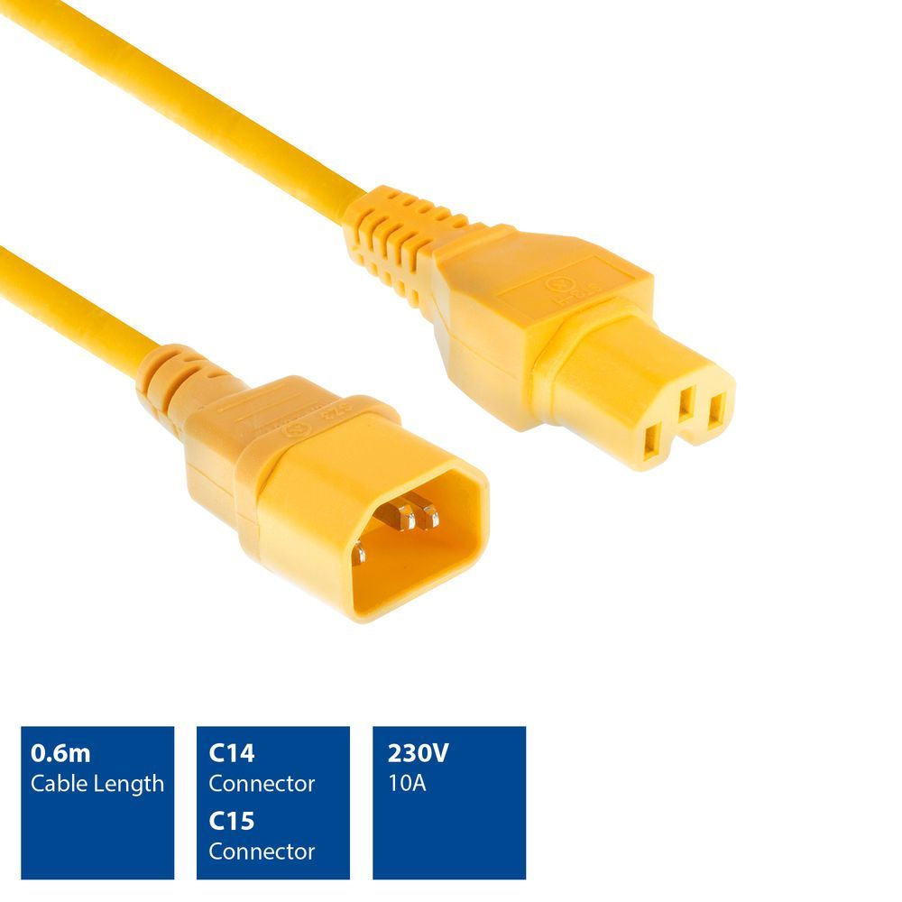 ACT Powercord C14 - C15 0,6m Yellow ACT Powercord C14 - C15 0,6m Yellow
