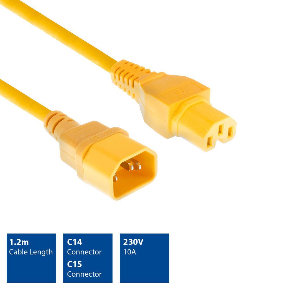 ACT Powercord C14 - C15 1,2m Yellow ACT Powercord C14 - C15 1,2m Yellow