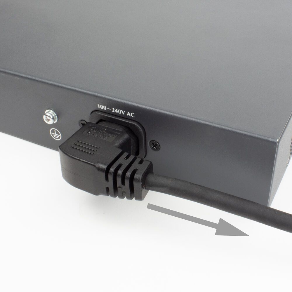 ACT Powercord C14 - C15 (angled right) 2m Black ACT Powercord C14 - C15 (angled right) 2m Black