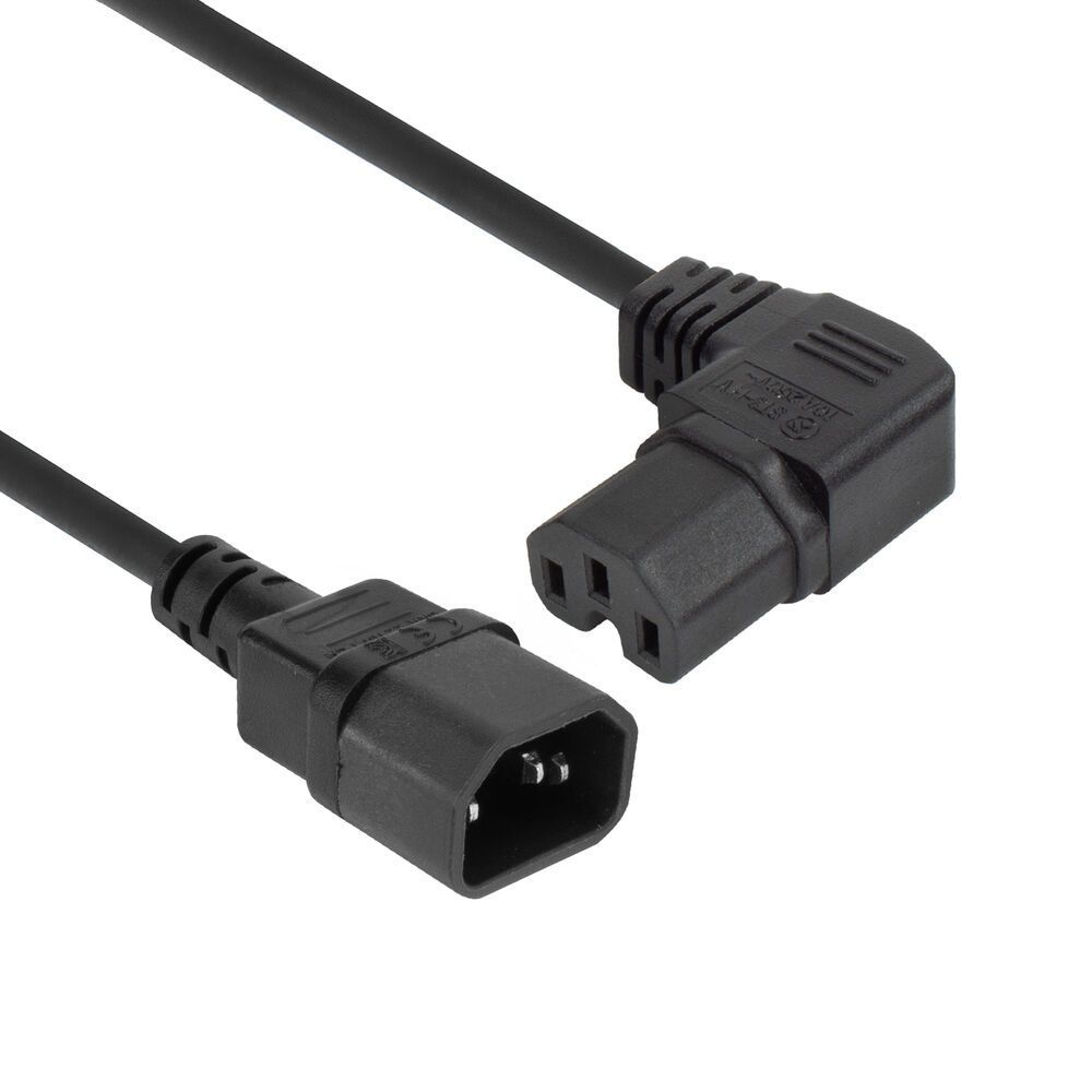ACT Powercord C14 - C15 (angled right) 2m Black ACT Powercord C14 - C15 (angled right) 2m Black