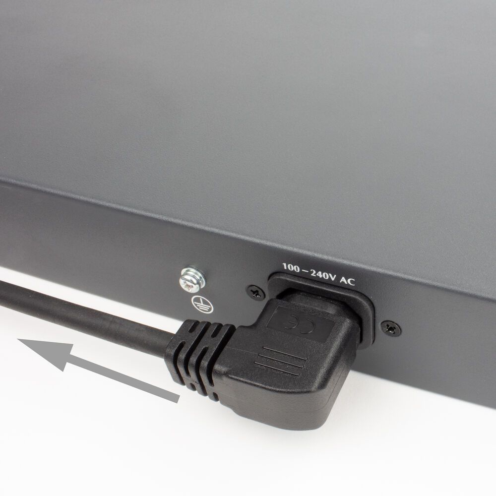 ACT Powercord C14 - C15 (angled left) 1,2m Black ACT Powercord C14 - C15 (angled left) 1,2m Black