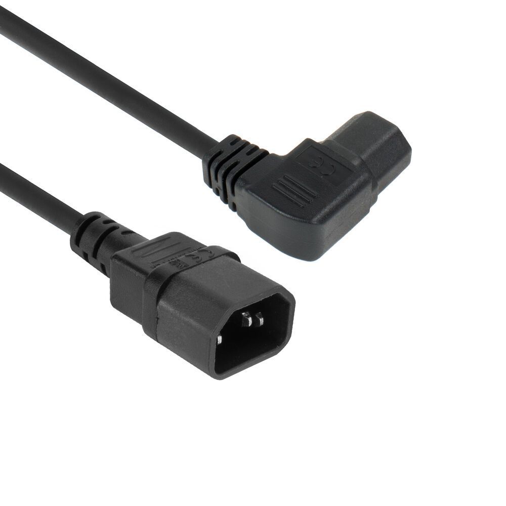 ACT Powercord C14 - C15 (angled left) 2m Black ACT Powercord C14 - C15 (angled left) 2m Black