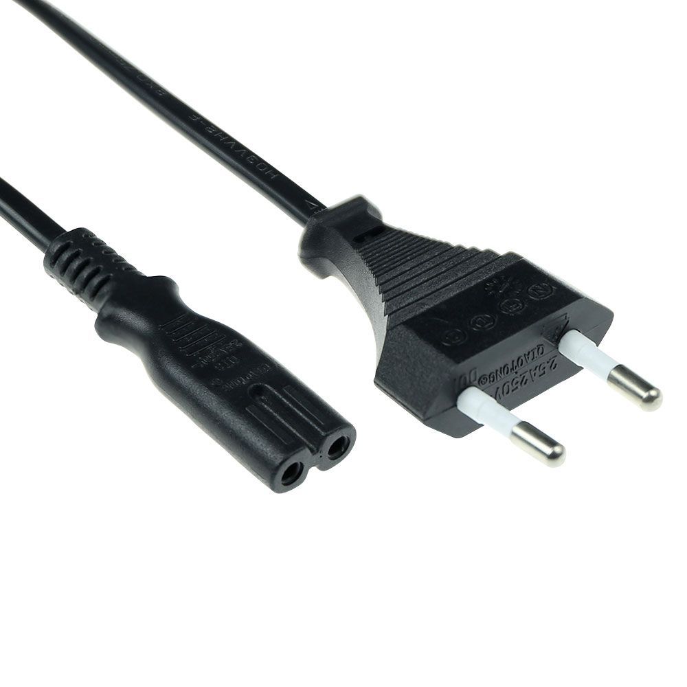 ACT Powercord Euro male - C7 female 3m Black ACT Powercord Euro male - C7 female 3m Black