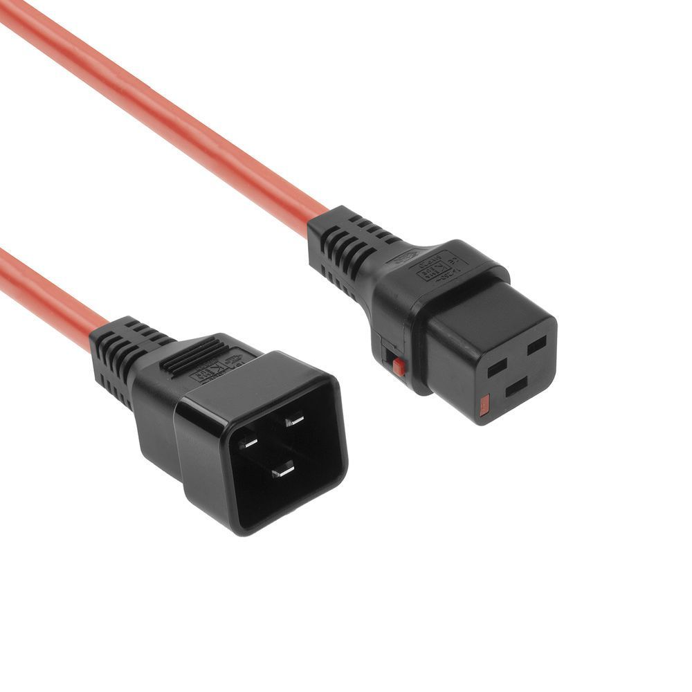 ACT Powercord C19 IEC Lock - C20 2m Red ACT Powercord C19 IEC Lock - C20 2m Red