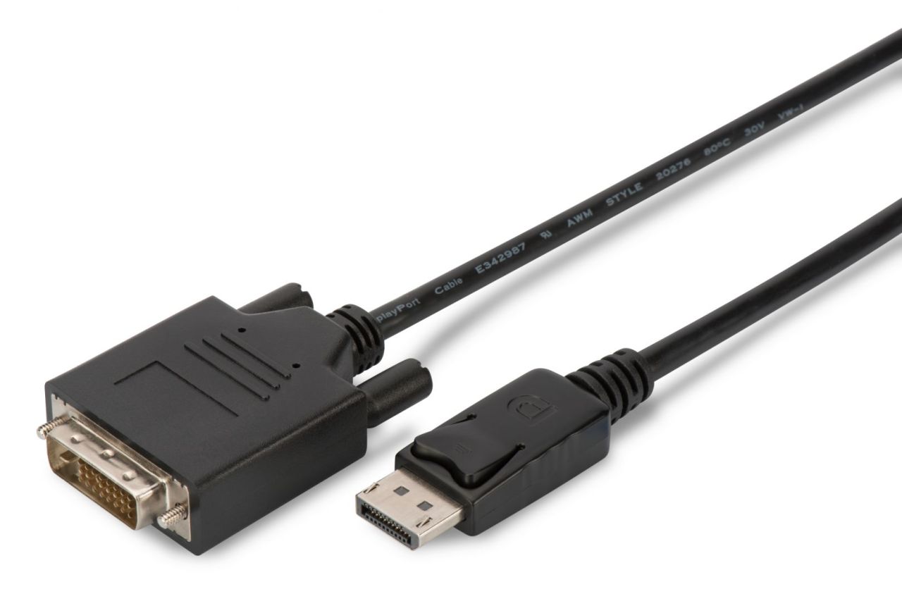 Assmann DisplayPort adapter cable, DP - DVI-D (Dual Link) (24+1) 1m Black Assmann DisplayPort adapter cable, DP - DVI-D (Dual Link) (24+1) 1m Black