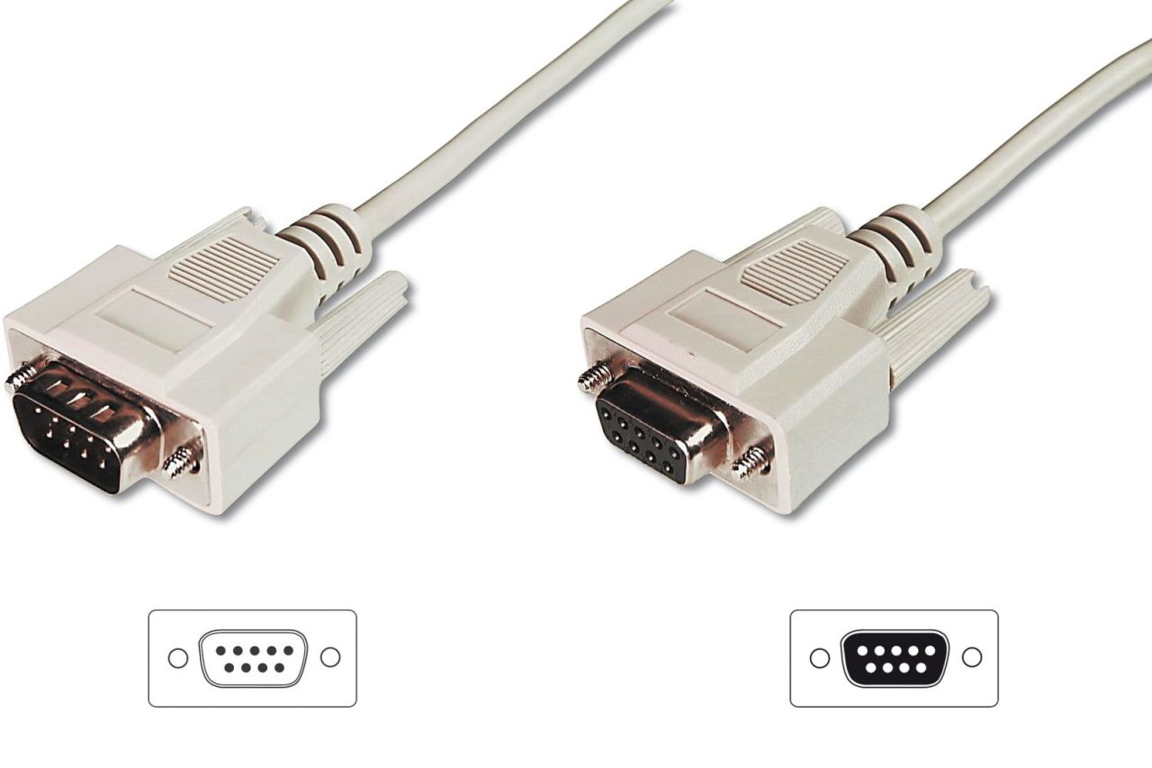Assmann Datatransfer extension cable, D-Sub9 3m Beige Assmann Datatransfer extension cable, D-Sub9 3m Beige