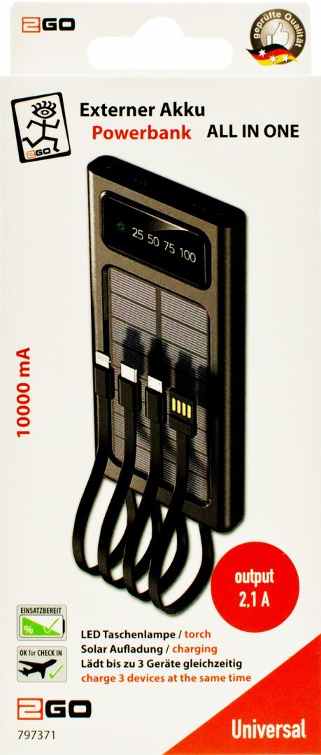 2GO Solar 10000mAh PowerBank Black 2GO Solar 10000mAh PowerBank Black
