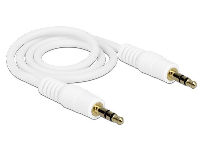 DeLock Stereo Jack Cable 3.5mm 3 pin male > male 0,5m White