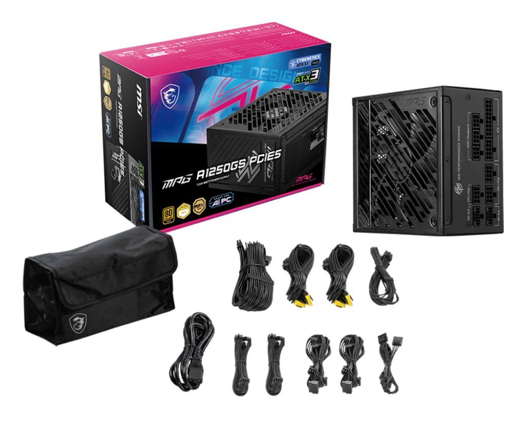 Msi 1250W 80+ Gold MPG A1250GS PCIE5 Msi 1250W 80+ Gold MPG A1250GS PCIE5