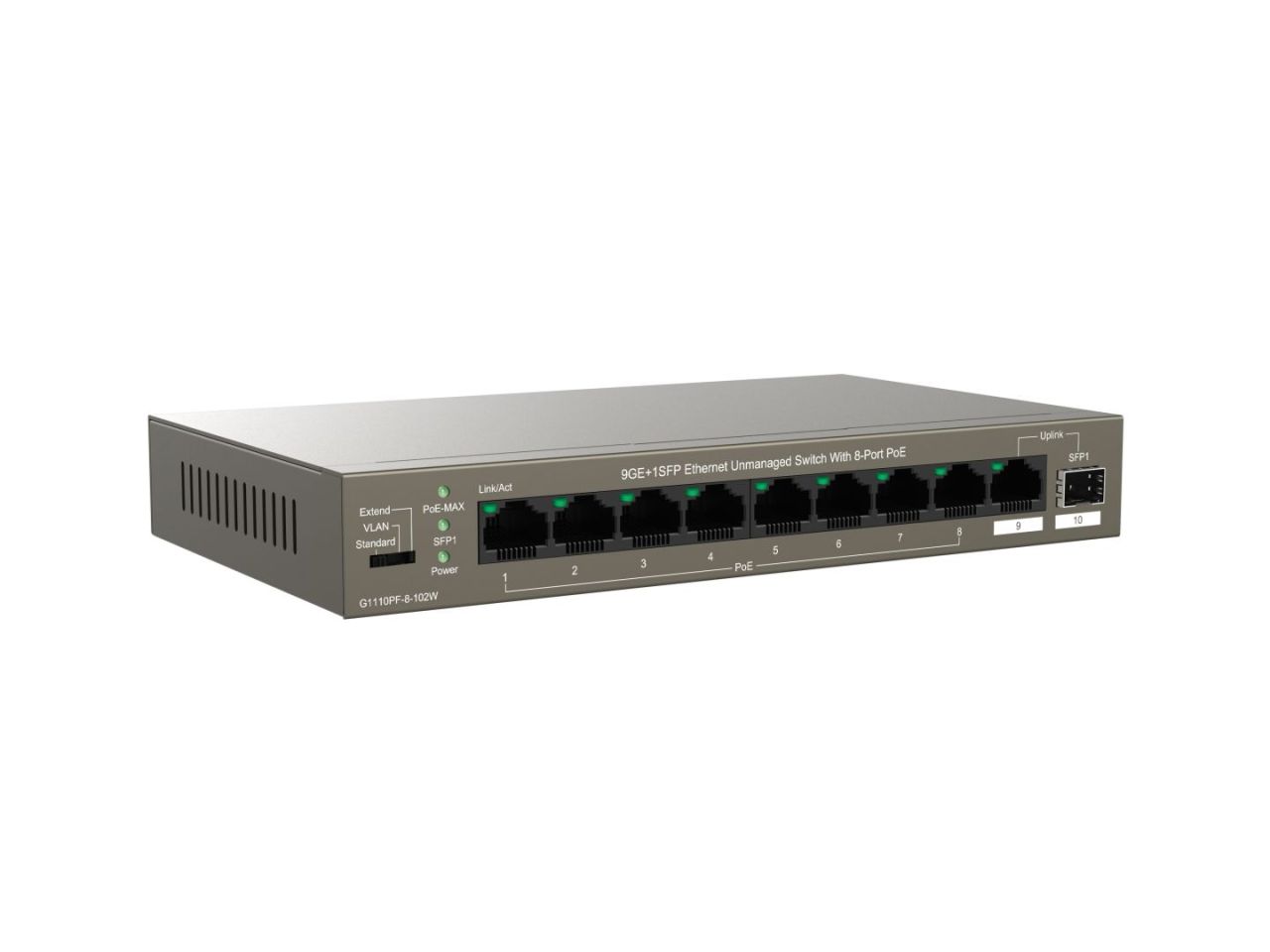IP-COM G1110PF-8-120W 9GE+1SFP Ethernet Unmanaged Switch With 8-Port PoE IP-COM G1110PF-8-120W 9GE+1SFP Ethernet Unmanaged Switch With 8-Port PoE