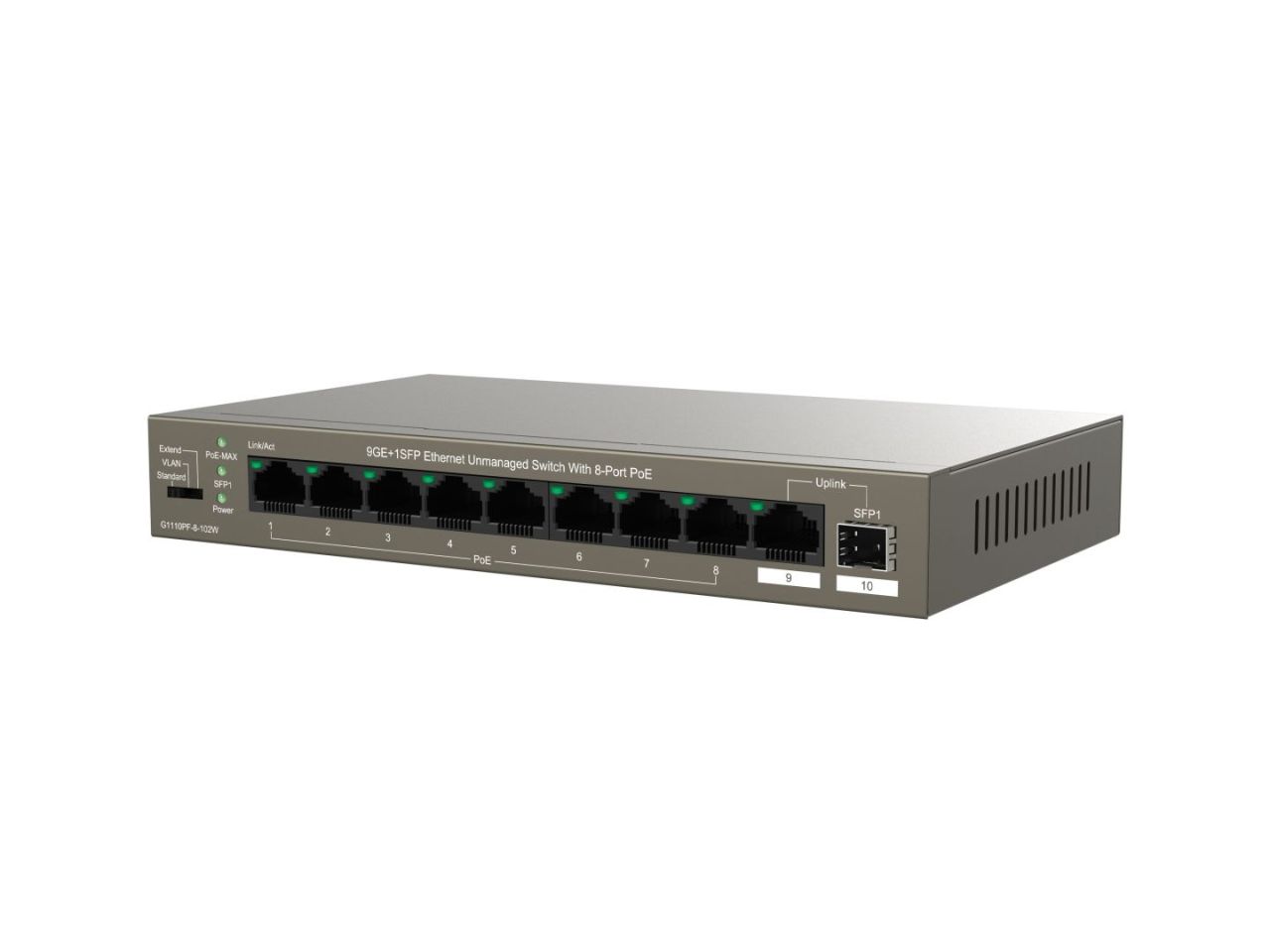 IP-COM G1110PF-8-120W 9GE+1SFP Ethernet Unmanaged Switch With 8-Port PoE IP-COM G1110PF-8-120W 9GE+1SFP Ethernet Unmanaged Switch With 8-Port PoE