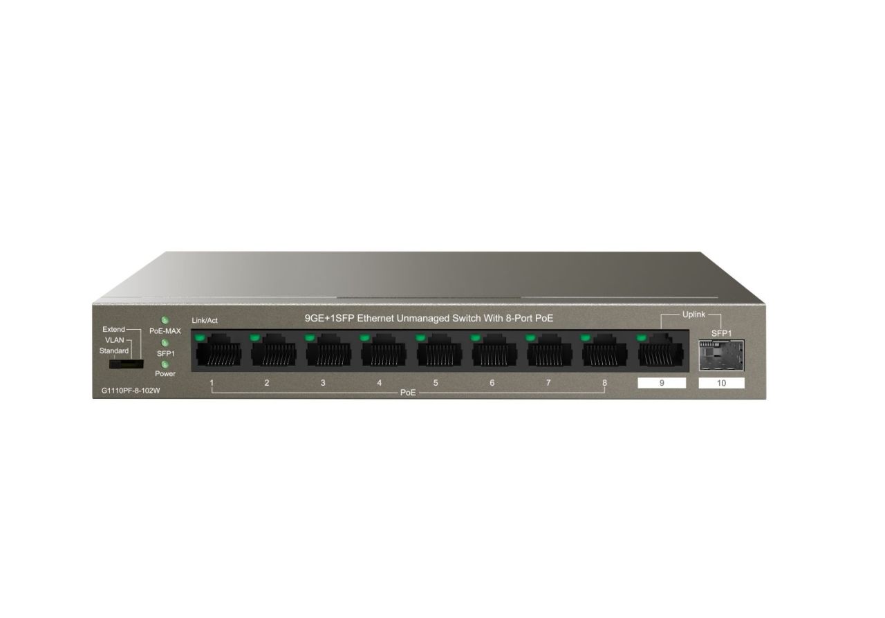 IP-COM G1110PF-8-120W 9GE+1SFP Ethernet Unmanaged Switch With 8-Port PoE IP-COM G1110PF-8-120W 9GE+1SFP Ethernet Unmanaged Switch With 8-Port PoE