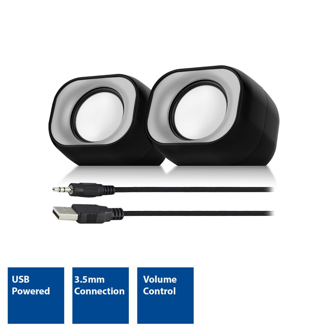 Eminent 2.0 Stereo speaker set for PC and laptop USB powered Black