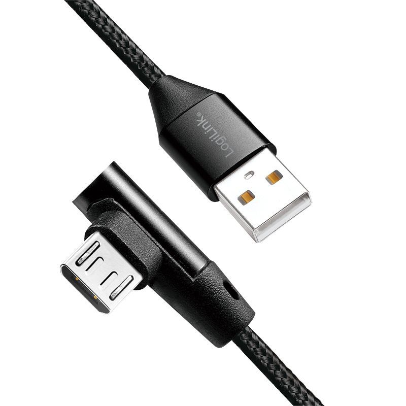 Logilink CU0142 USB 2.0 cable USB-A/M to Micro-USB/M (90°) fabric metal 1m Black Logilink CU0142 USB 2.0 cable USB-A/M to Micro-USB/M (90°) fabric metal 1m Black