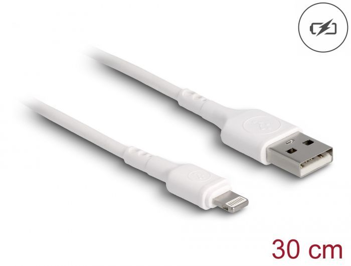 DeLock USB Charging Cable for iPhone/iPad/iPod 30cm White DeLock USB Charging Cable for iPhone/iPad/iPod 30cm White
