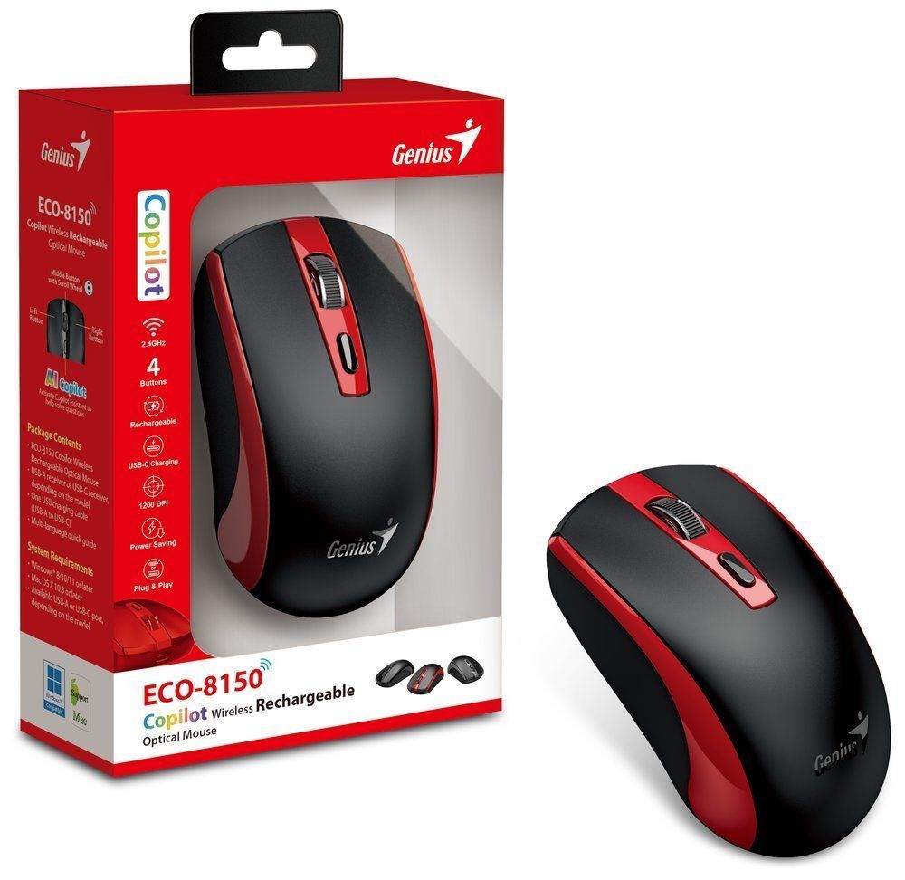 Genius ECO-8150 Wireless Mousre Black/Red Genius ECO-8150 Wireless Mousre Black/Red