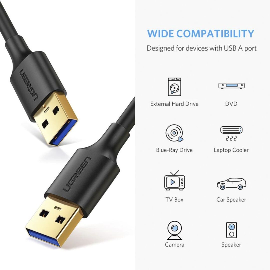 UGREEN USB-A To USB-A Cable 1m Black UGREEN USB-A To USB-A Cable 1m Black