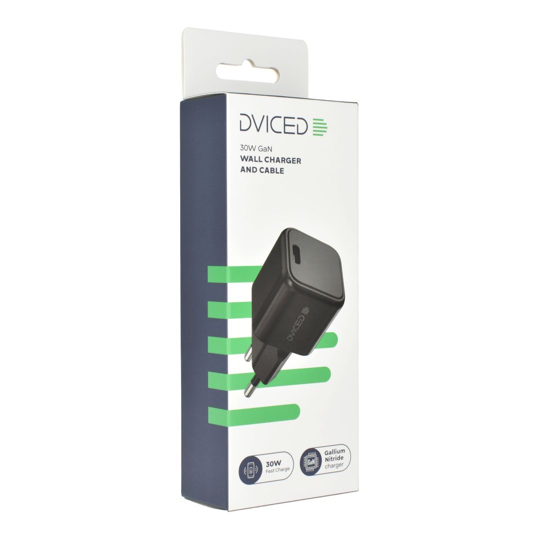 Dviced Wall Charger 30W and 1,25m cable GaN EU Black Dviced Wall Charger 30W and 1,25m cable GaN EU Black