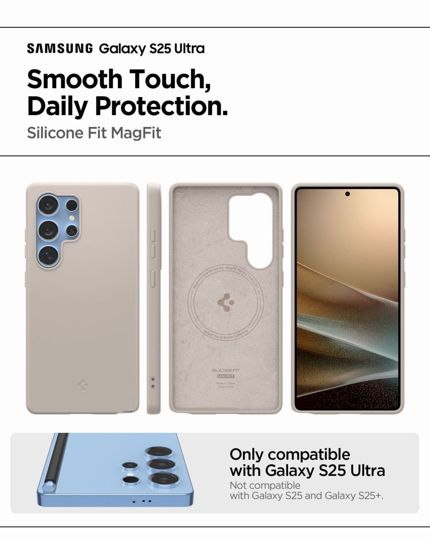 Spigen Silicone Fit MagSafe Samsung Galaxy S25 Ultra Natural Titanium Spigen Silicone Fit MagSafe Samsung Galaxy S25 Ultra Natural Titanium
