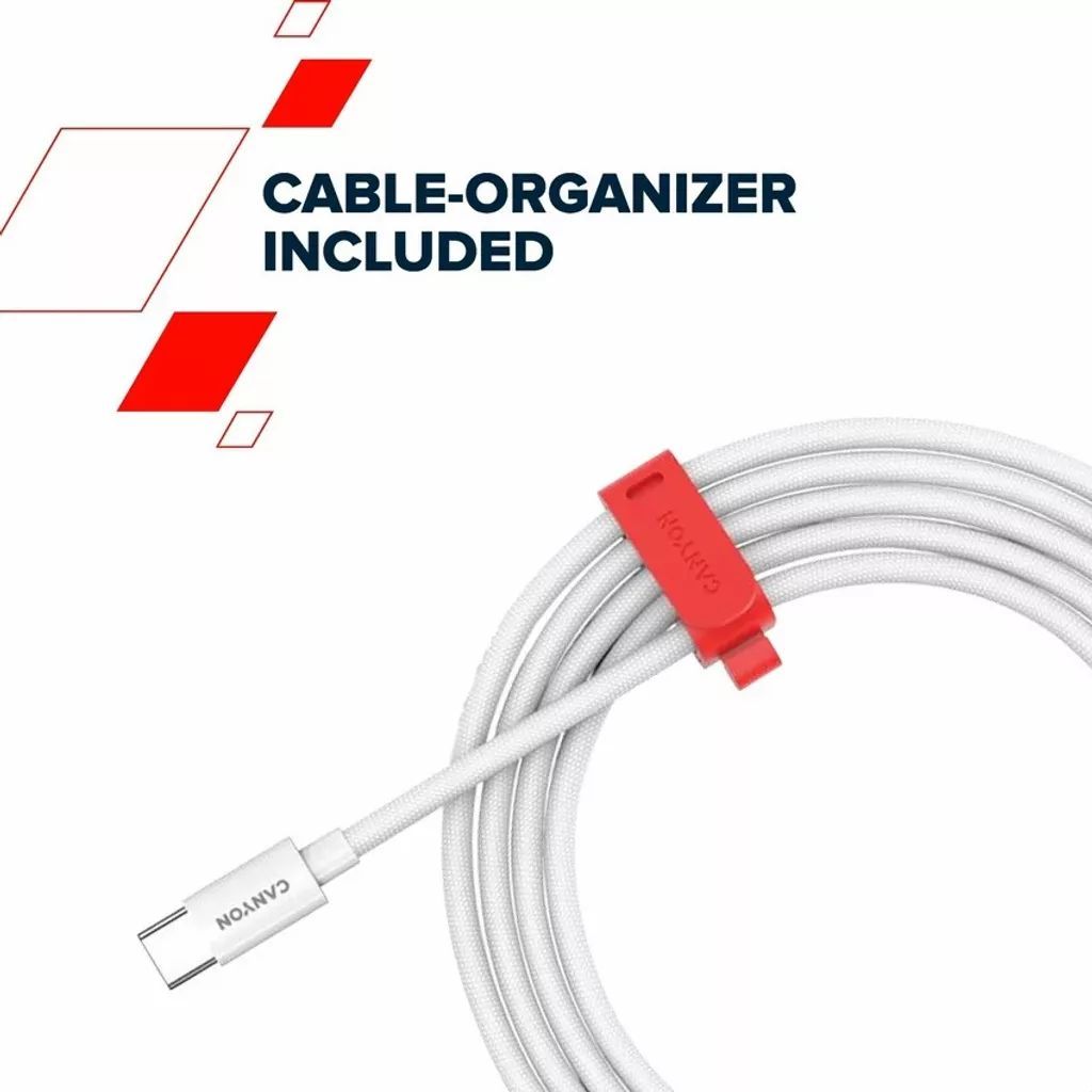 Canyon CC60AB C-C 60W Braided cable 1,2m White Canyon CC60AB C-C 60W Braided cable 1,2m White
