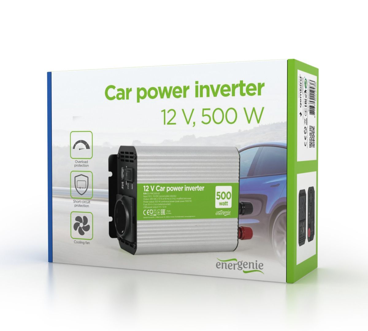 Gembird Energenie 12V Pure sine Wave Car DC-AC Power Inverter 500W Gembird Energenie 12V Pure sine Wave Car DC-AC Power Inverter 500W