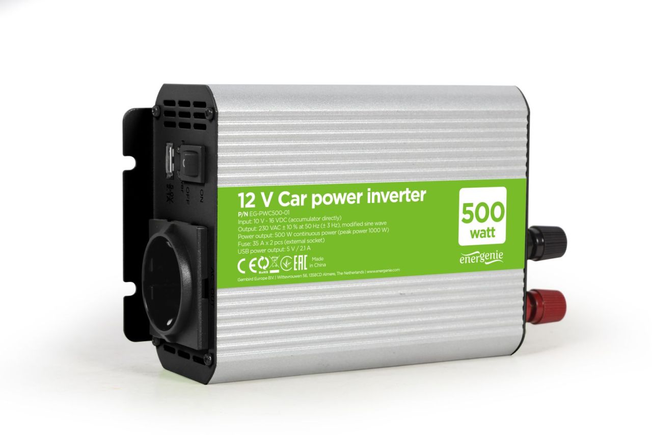 Gembird Energenie 12V Pure sine Wave Car DC-AC Power Inverter 500W Gembird Energenie 12V Pure sine Wave Car DC-AC Power Inverter 500W