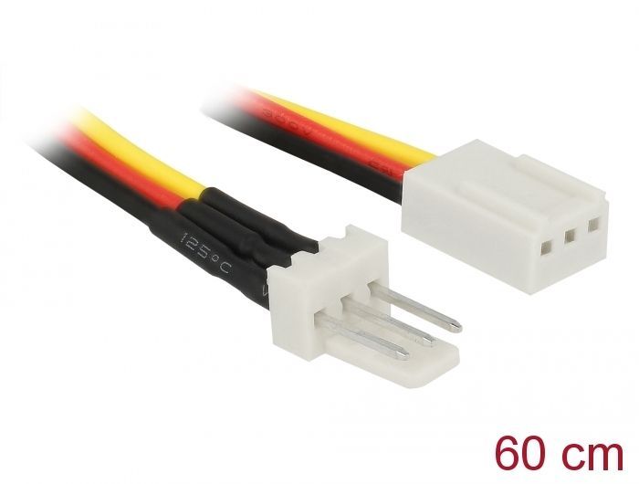 DeLock Fan Power Cable 3 pin male to 3 pin female 60cm DeLock Fan Power Cable 3 pin male to 3 pin female 60cm