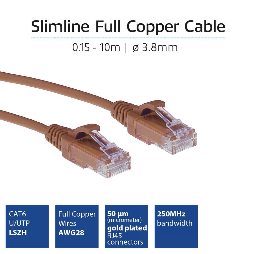 ACT CAT6 U-UTP Patch Cable 0,15m Brown ACT CAT6 U-UTP Patch Cable 0,15m Brown