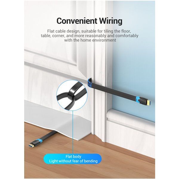 Vention Flat HDMI A male - HDMI A male cable 2m Black Vention Flat HDMI A male - HDMI A male cable 2m Black