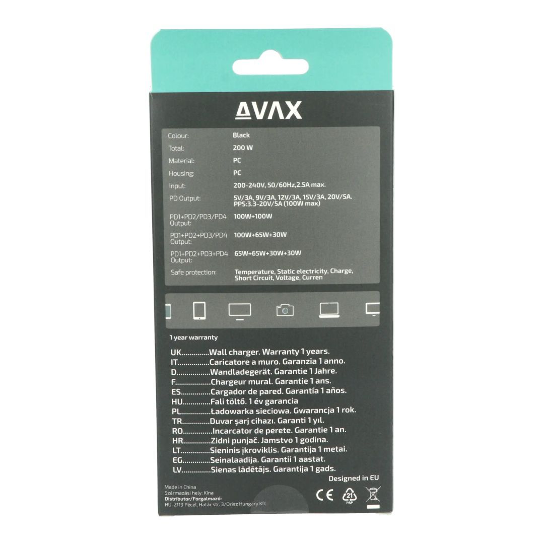 Avax DC637 DESKY+ 200W Charger Black Avax DC637 DESKY+ 200W Charger Black