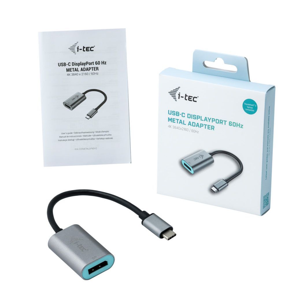I-TEC USB-C to Metal Display Port 4K/60Hz adapter cable Grey I-TEC USB-C to Metal Display Port 4K/60Hz adapter cable Grey