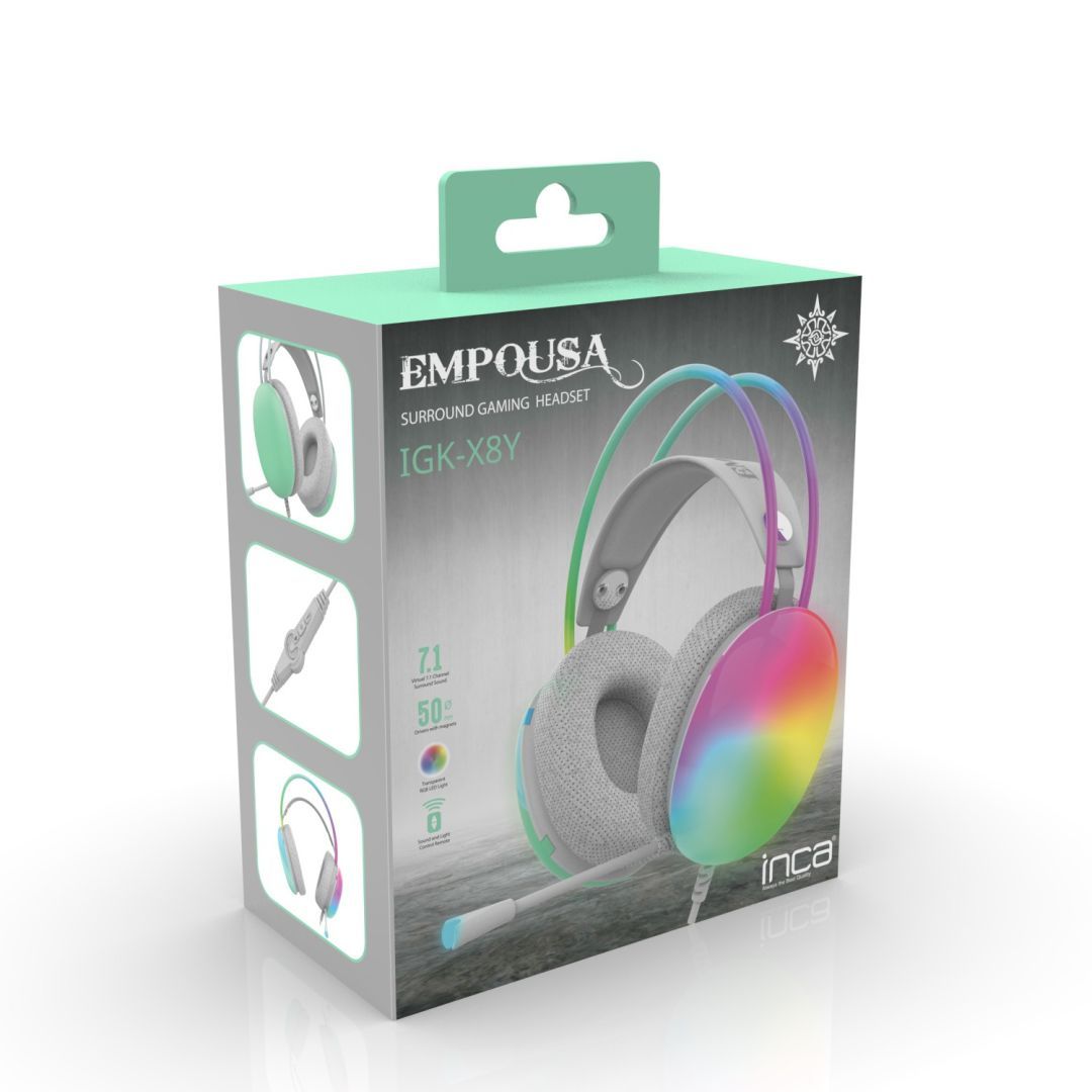 INCA IGK-X8Y RGB Gaming Headset Grey INCA IGK-X8Y RGB Gaming Headset Grey