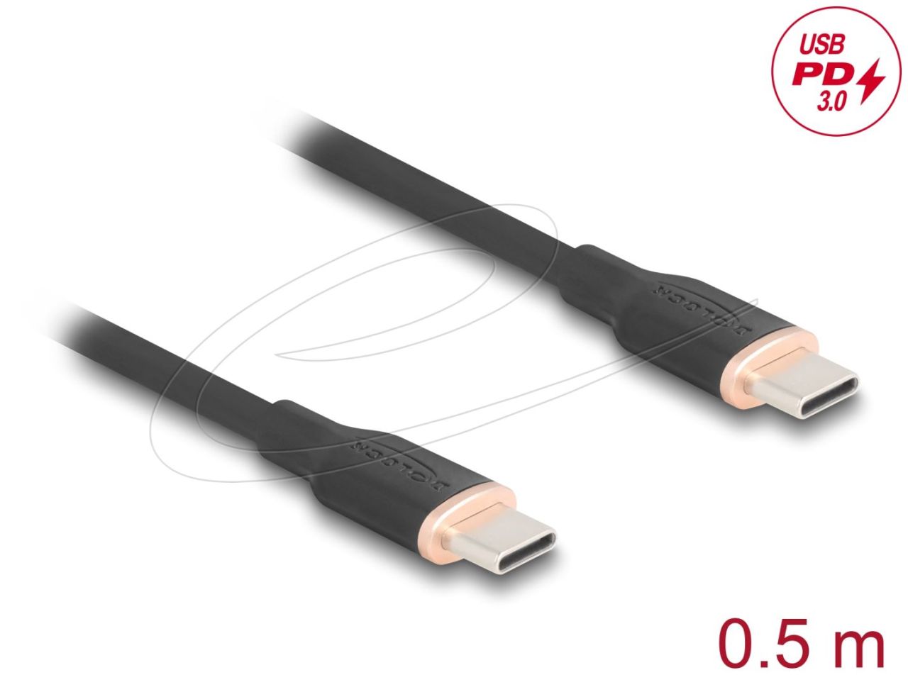 DeLock USB cable USB-C to USB-C 0,5m Black DeLock USB cable USB-C to USB-C 0,5m Black