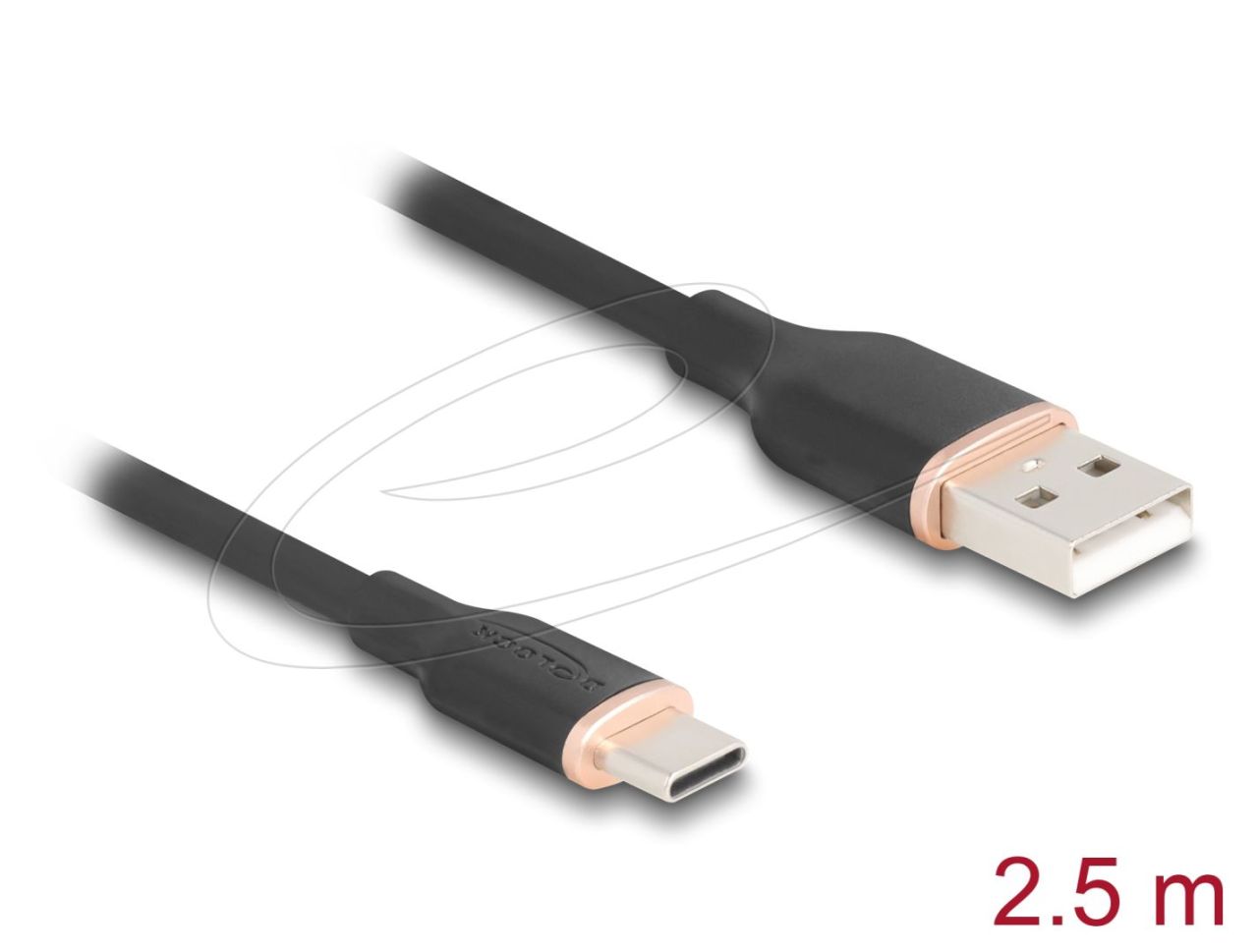 DeLock USB 2.0 kábel USB-A to USB-C 2,5m Black DeLock USB 2.0 kábel USB-A to USB-C 2,5m Black