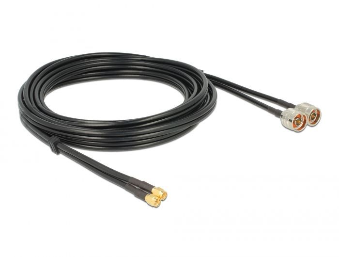 DeLock Antenna Cable N plug > SMA plug Twin Cable RG-58 C/U 5m DeLock Antenna Cable N plug > SMA plug Twin Cable RG-58 C/U 5m
