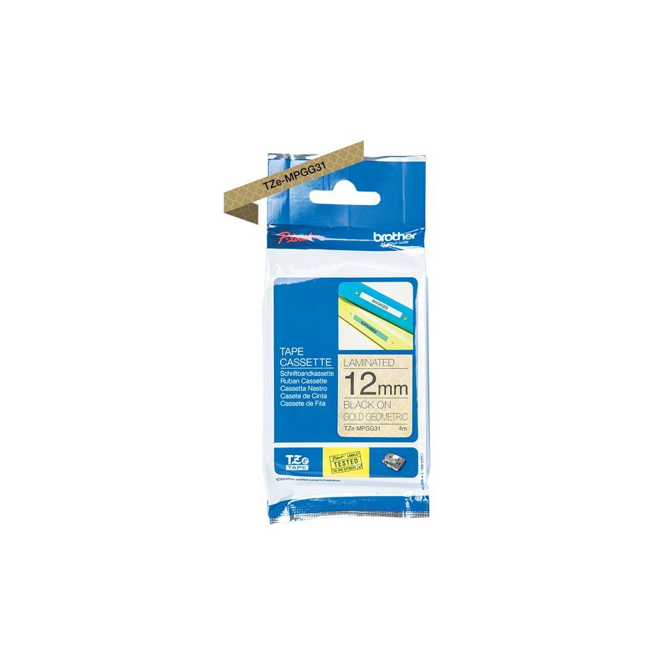 Brother TZe-MPGG31 laminált P-touch szalag (12mm) Black on Gold Mint - 4m Brother TZe-MPGG31 laminált P-touch szalag (12mm) Black on Gold Mint - 4m