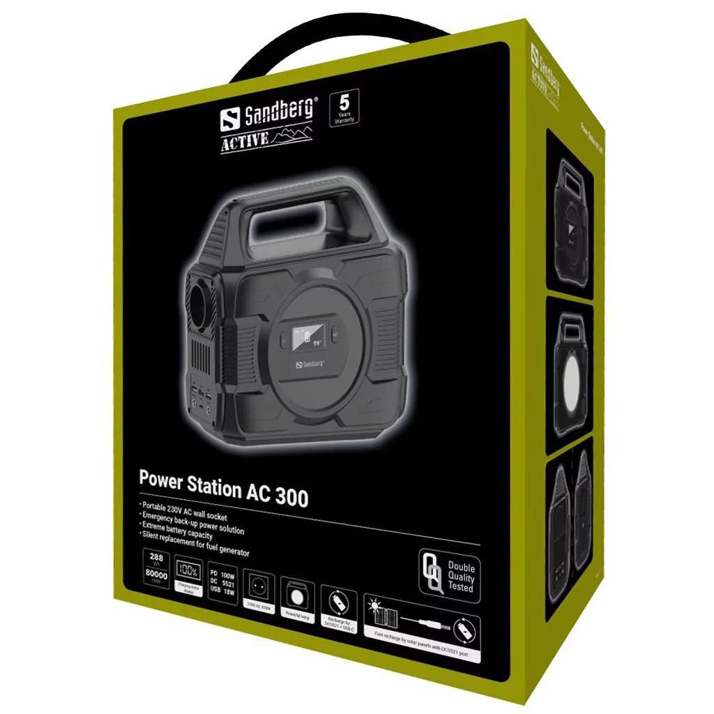 Sandberg AC 300 80000mAh Power Station Black Sandberg AC 300 80000mAh Power Station Black