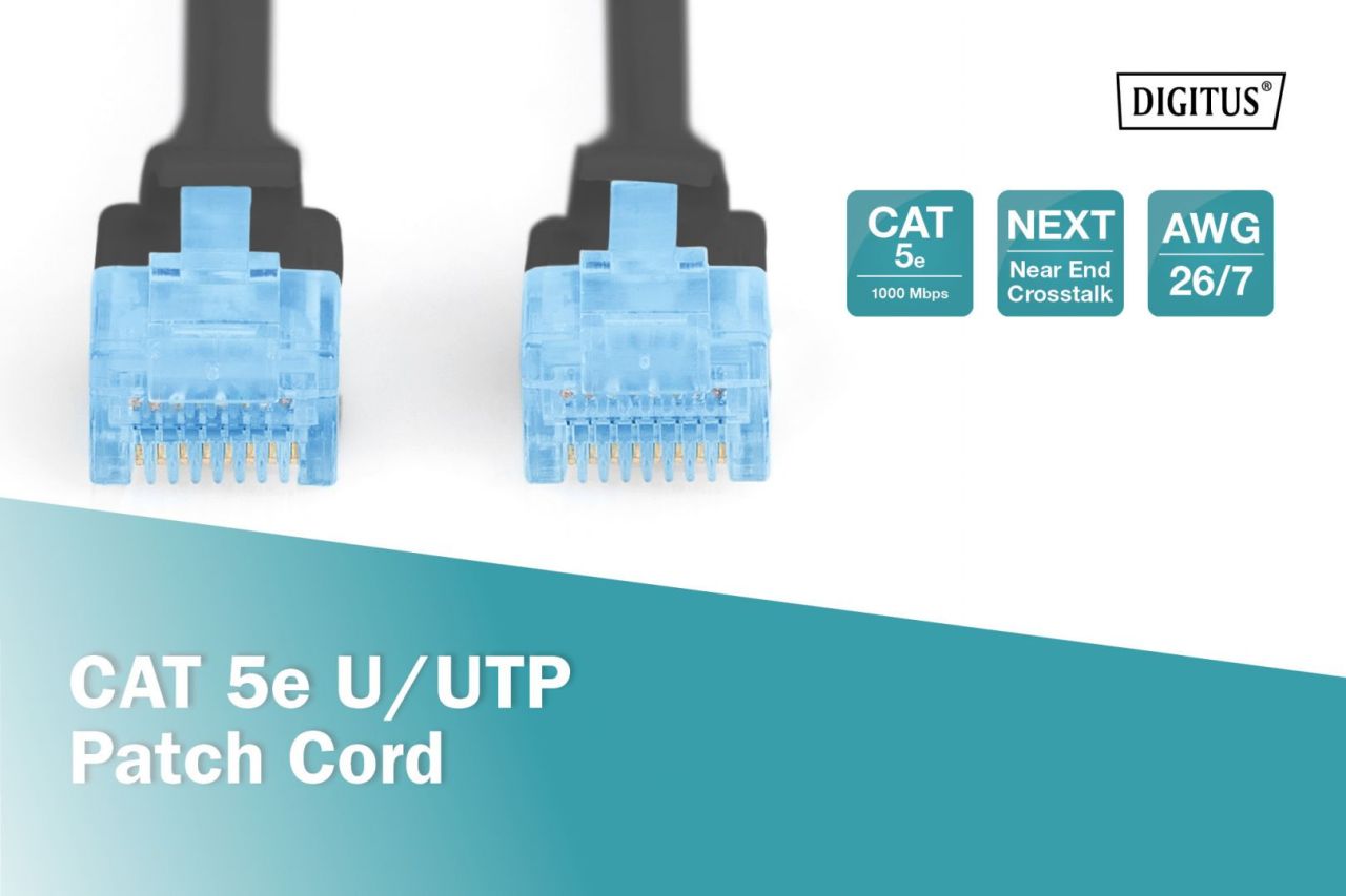Digitus CAT5e U-UTP Patch Cable 0,5m Black Digitus CAT5e U-UTP Patch Cable 0,5m Black
