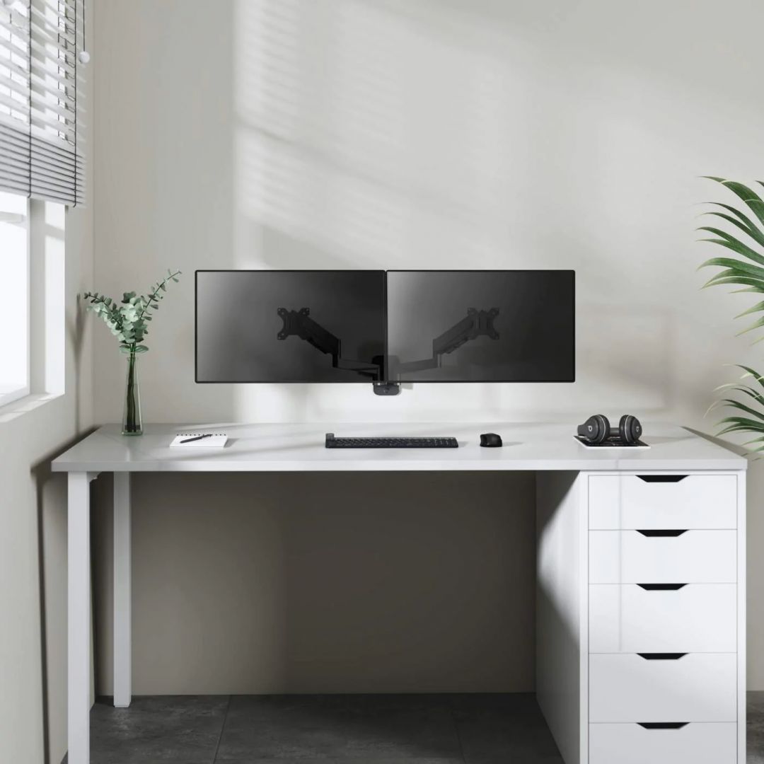 Manhattan Universal Gas Spring Dual Monitor Wall Mount Black Manhattan Universal Gas Spring Dual Monitor Wall Mount Black