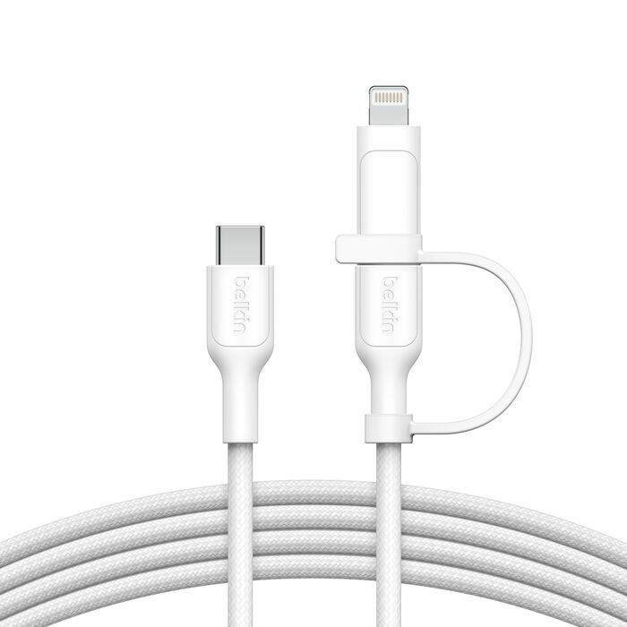 Belkin BoostCharge Pro 2-in-1 Cable with USB-C and Lightning Connector 1,5m White Belkin BoostCharge Pro 2-in-1 Cable with USB-C and Lightning Connector 1,5m White