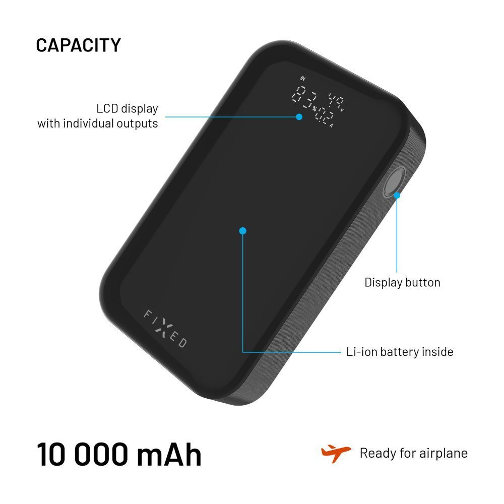 FIXED Zen 10 Pro 10 000 mAh Powerbank, fekete