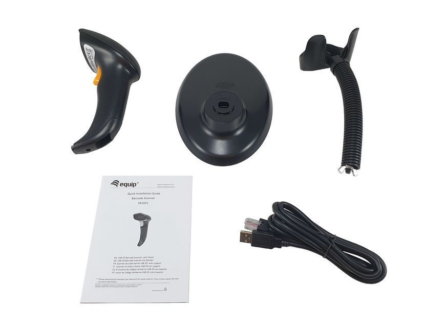 EQuip USB 1D/2D Barcode Scanner with Stand Vonalkódolvasó Black EQuip USB 1D/2D Barcode Scanner with Stand Vonalkódolvasó Black