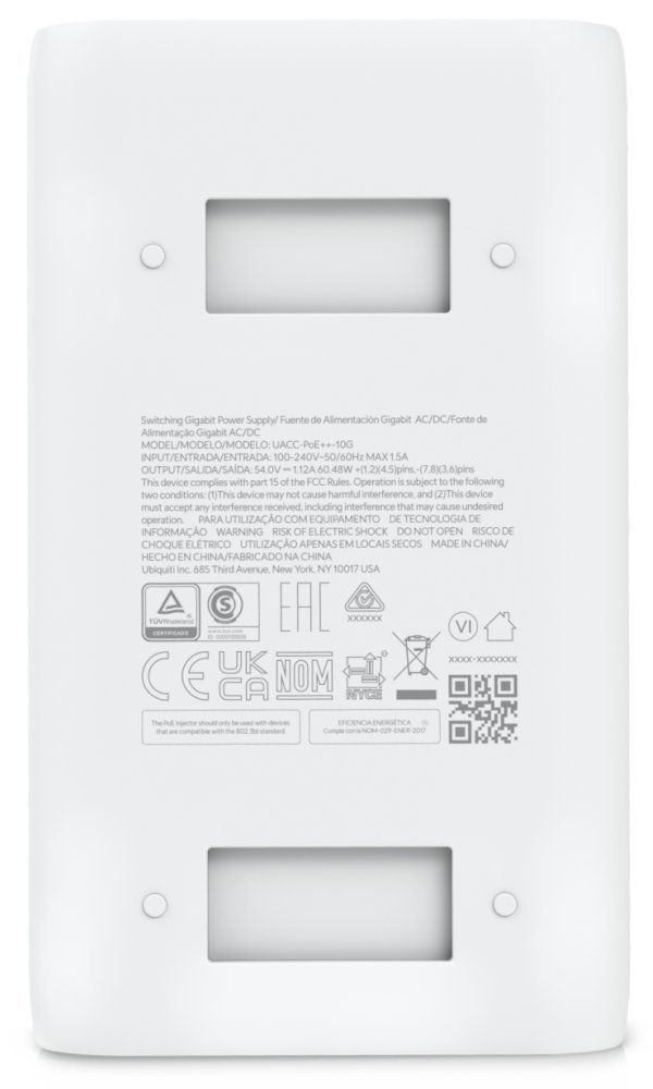 Ubiquiti UniFi 10G PoE++ Adapter (60W) White Ubiquiti UniFi 10G PoE++ Adapter (60W) White