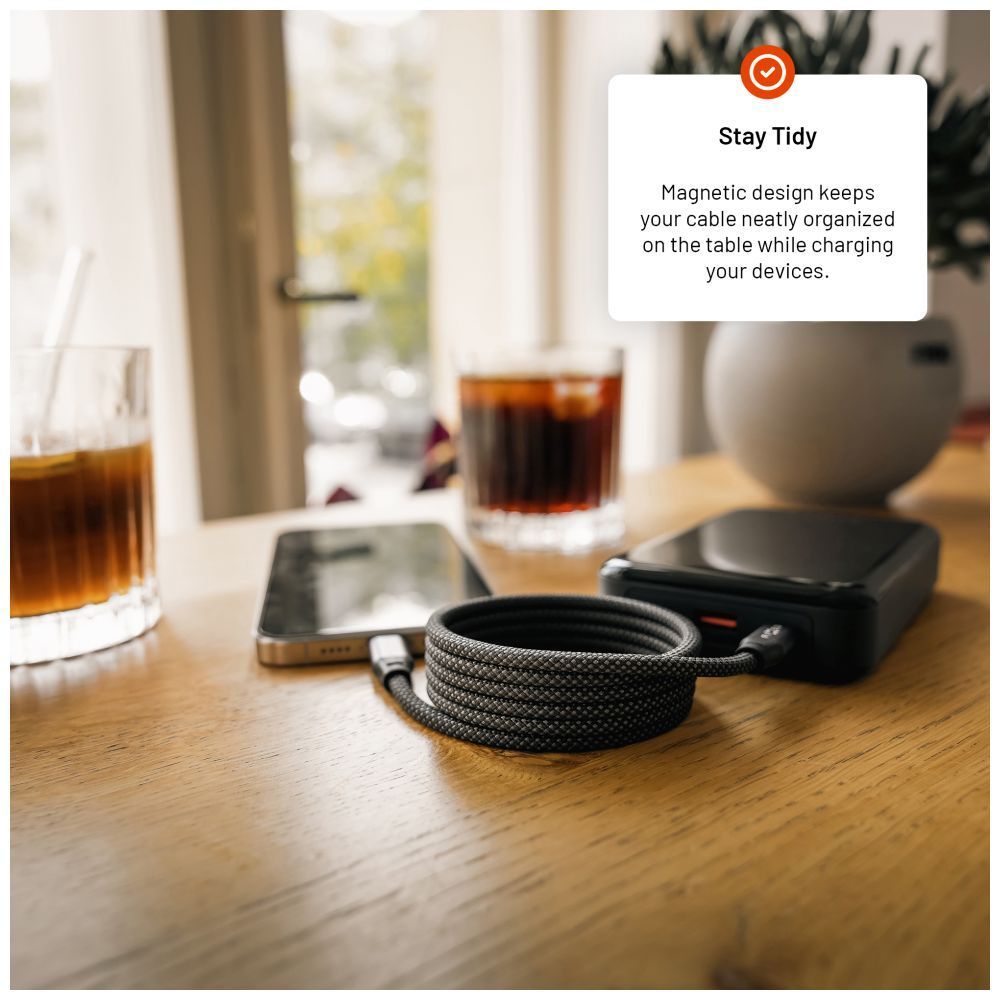 FIXED Mágneses fonott kábel, USB-C/USB-C 2m, szürke FIXED Mágneses fonott kábel, USB-C/USB-C 2m, szürke