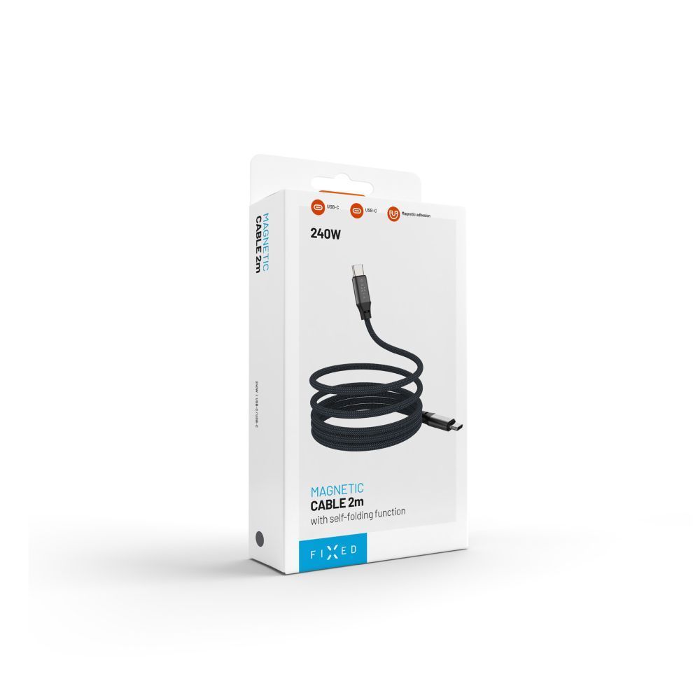 FIXED Mágneses fonott kábel, USB-C/USB-C 2m, szürke FIXED Mágneses fonott kábel, USB-C/USB-C 2m, szürke