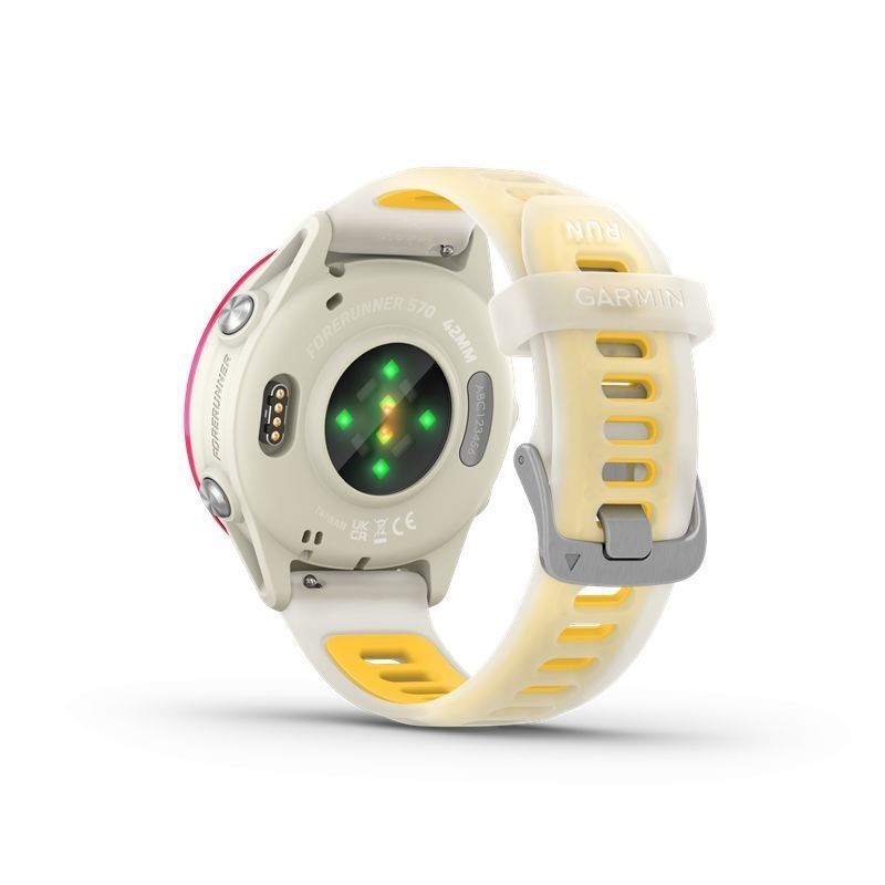 Garmin Forerunner 570 42mm Raspberry Aluminum with Translucent Bone/Mango Band Garmin Forerunner 570 42mm Raspberry Aluminum with Translucent Bone/Mango Band