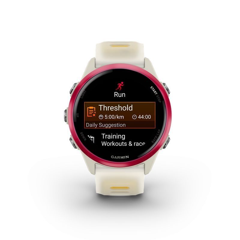 Garmin Forerunner 570 42mm Raspberry Aluminum with Translucent Bone/Mango Band Garmin Forerunner 570 42mm Raspberry Aluminum with Translucent Bone/Mango Band